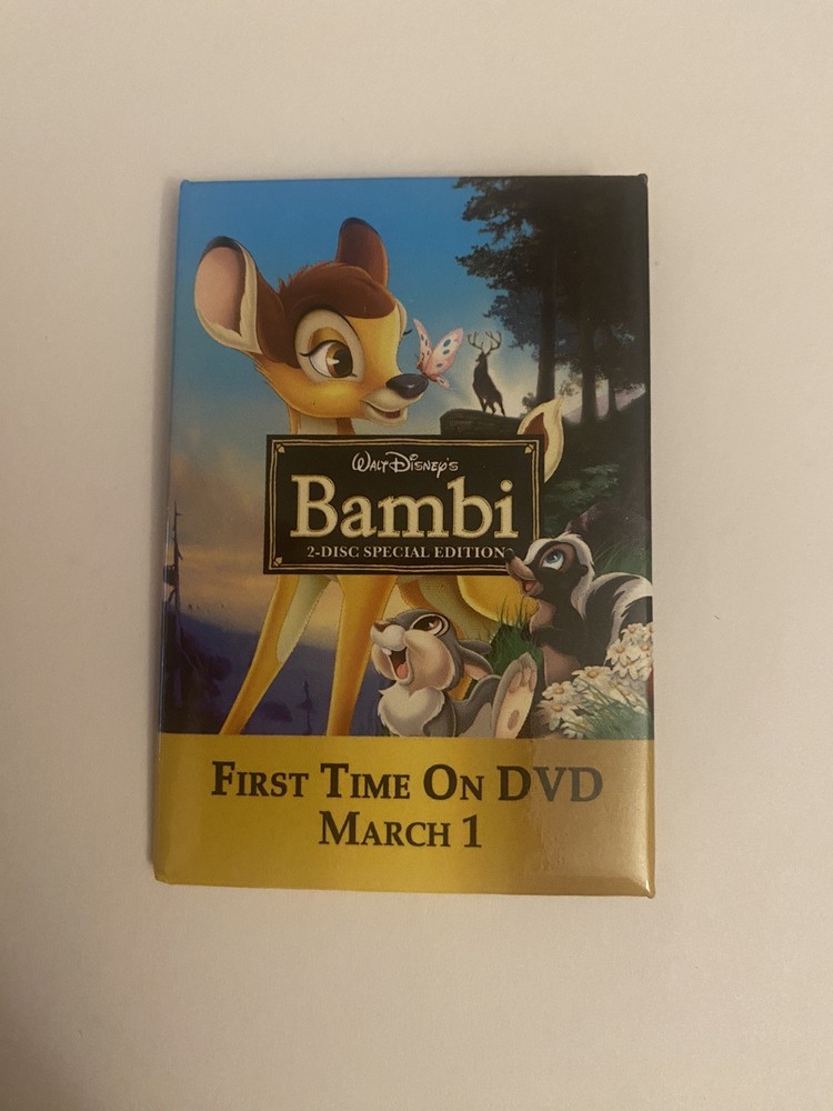 Bambi First Time On DVD Promo Pin Back Button P161