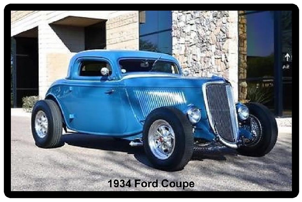 1934 Ford Coupe Blue Refrigerator Magnet