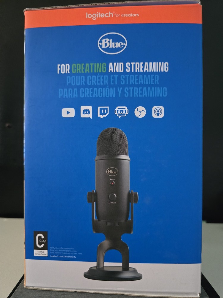 Blue Yeti USB Microphone Multi-Pattern Black with Mute Switch & Gain Control