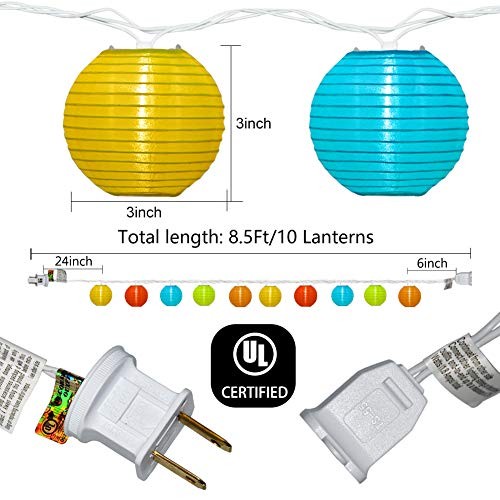 Nylon Lantern String Lights 10 Multicolor Lanterns Nylon Multicolored Lantern