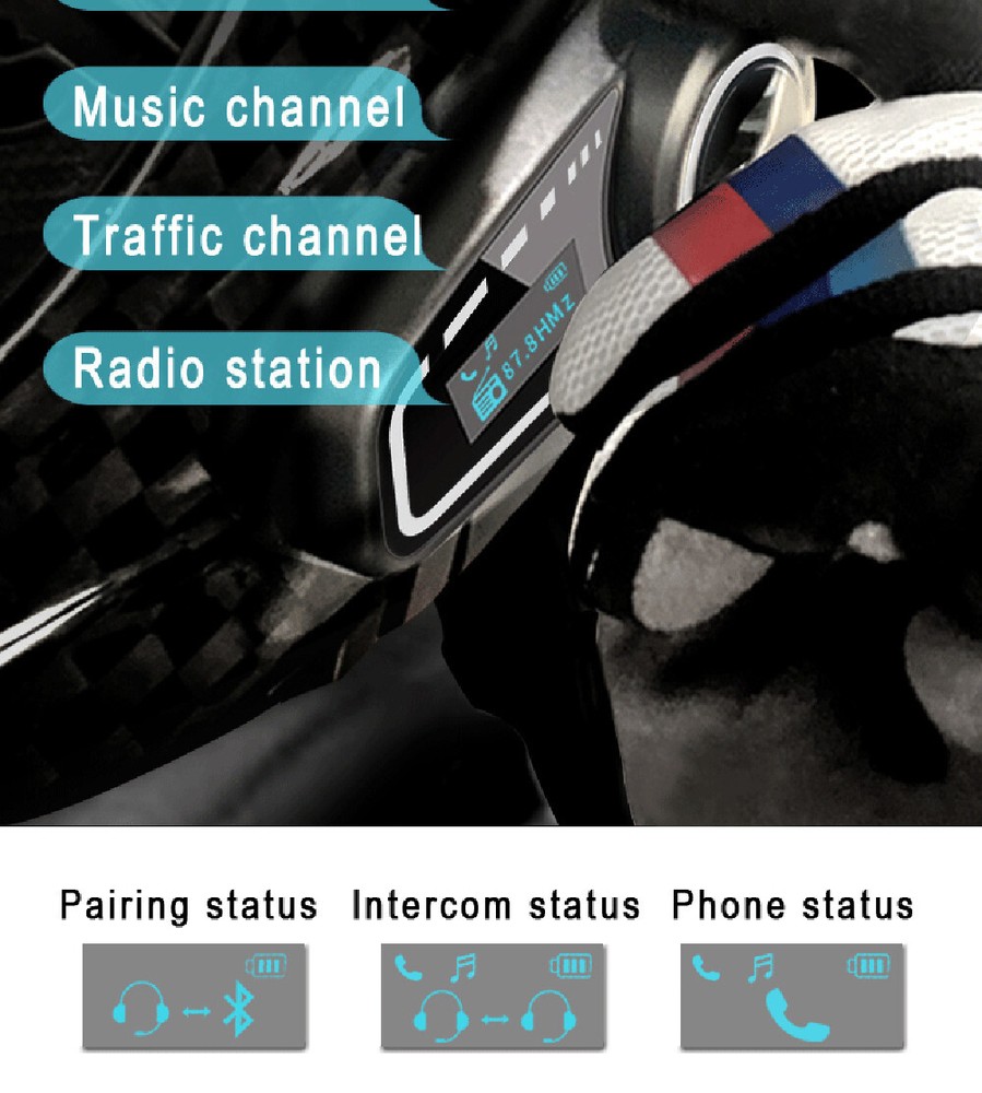 Bluetooth Intercom Headset 1000M 6 Riders Group Helmet Communication System