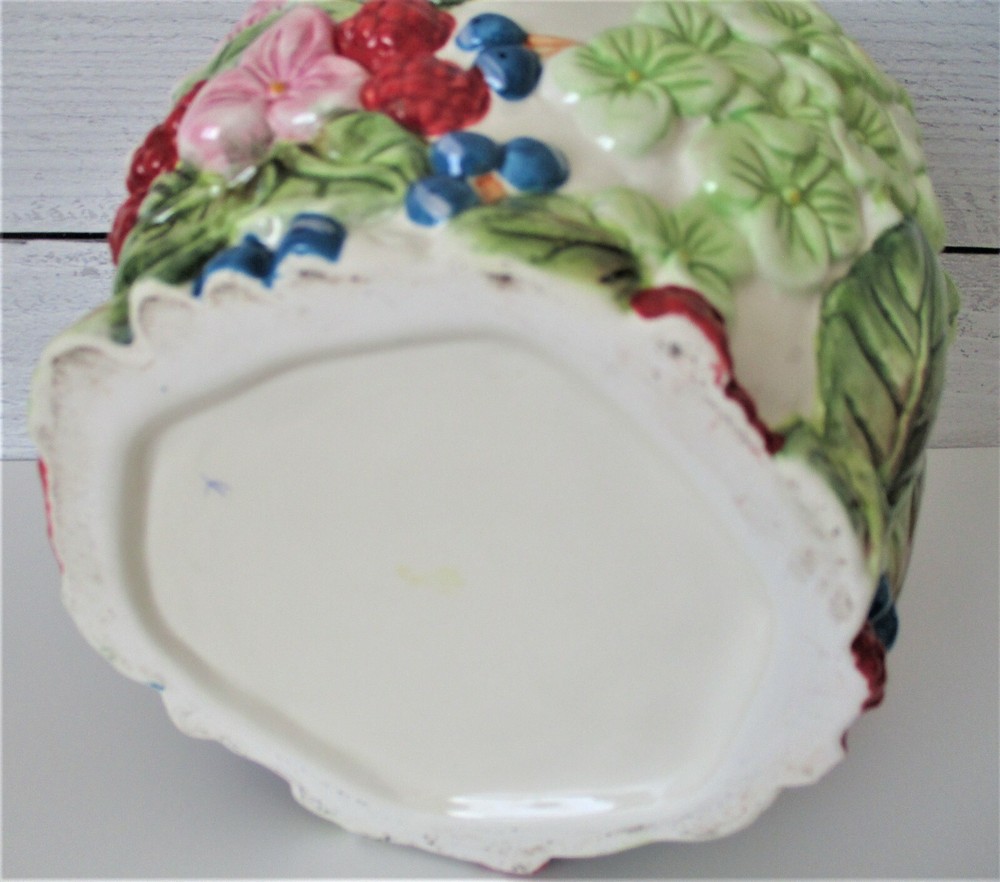 Flowers & Berries Cookie Jar Hydrangeas Blueberries Raspberries