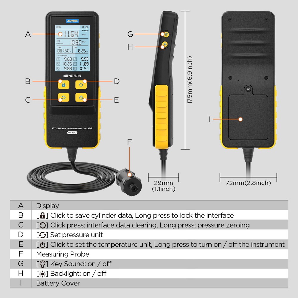 Gasoline Engine Cylinder Pressure Tester Digital Engine Compression Gauge Tester