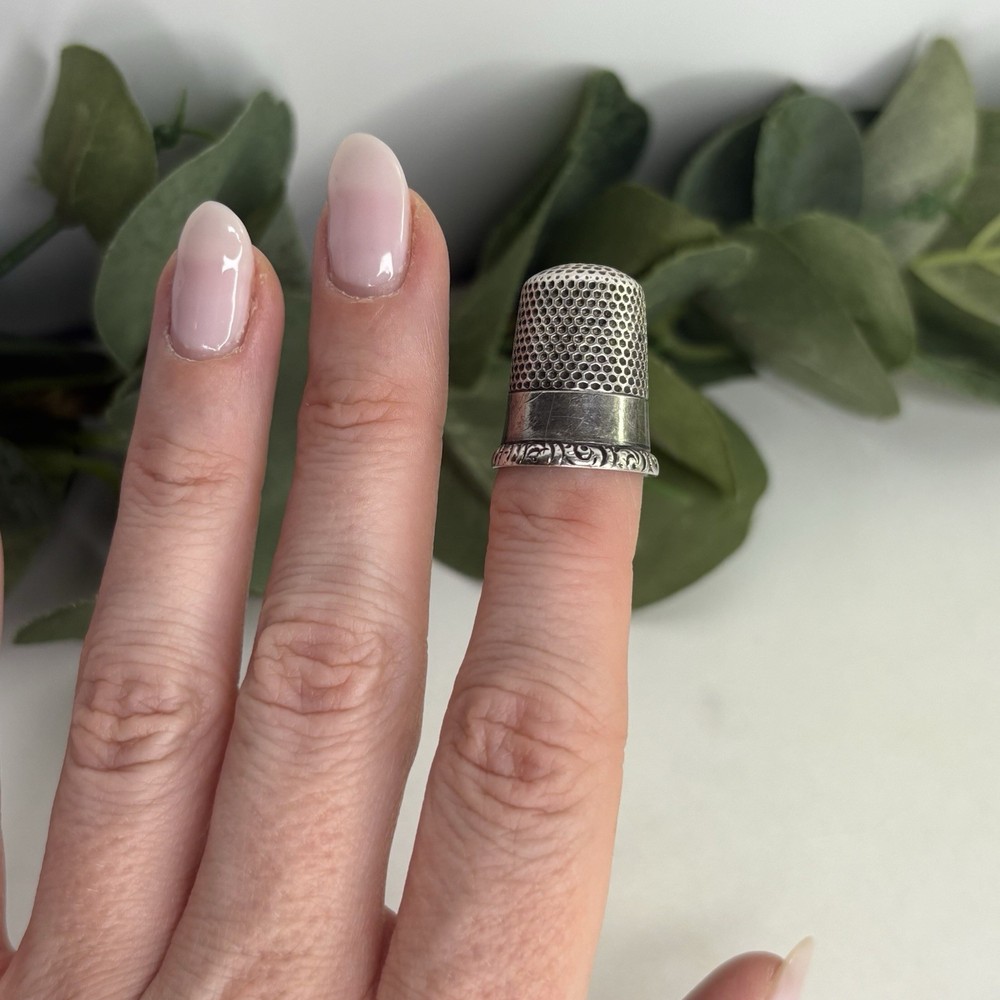 Antique Ketcham & McDougall Sterling Silver MKD Etched Pattern Thimble Vintage