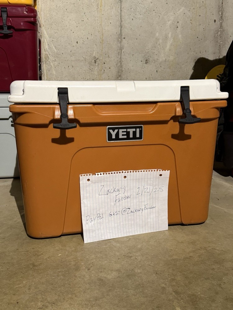 YETI Orange White 50 qt cooler Texas