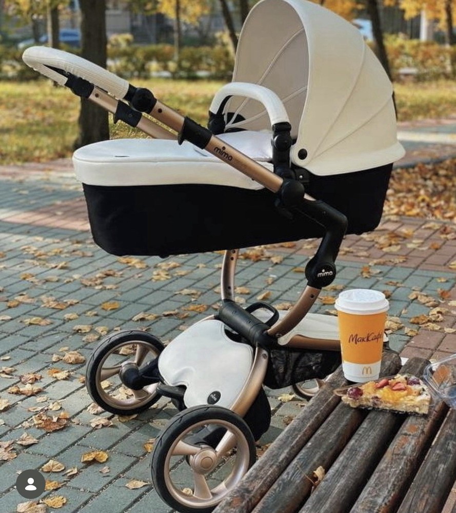 Mima Xari White & Gold Stroller & Bassinet SET