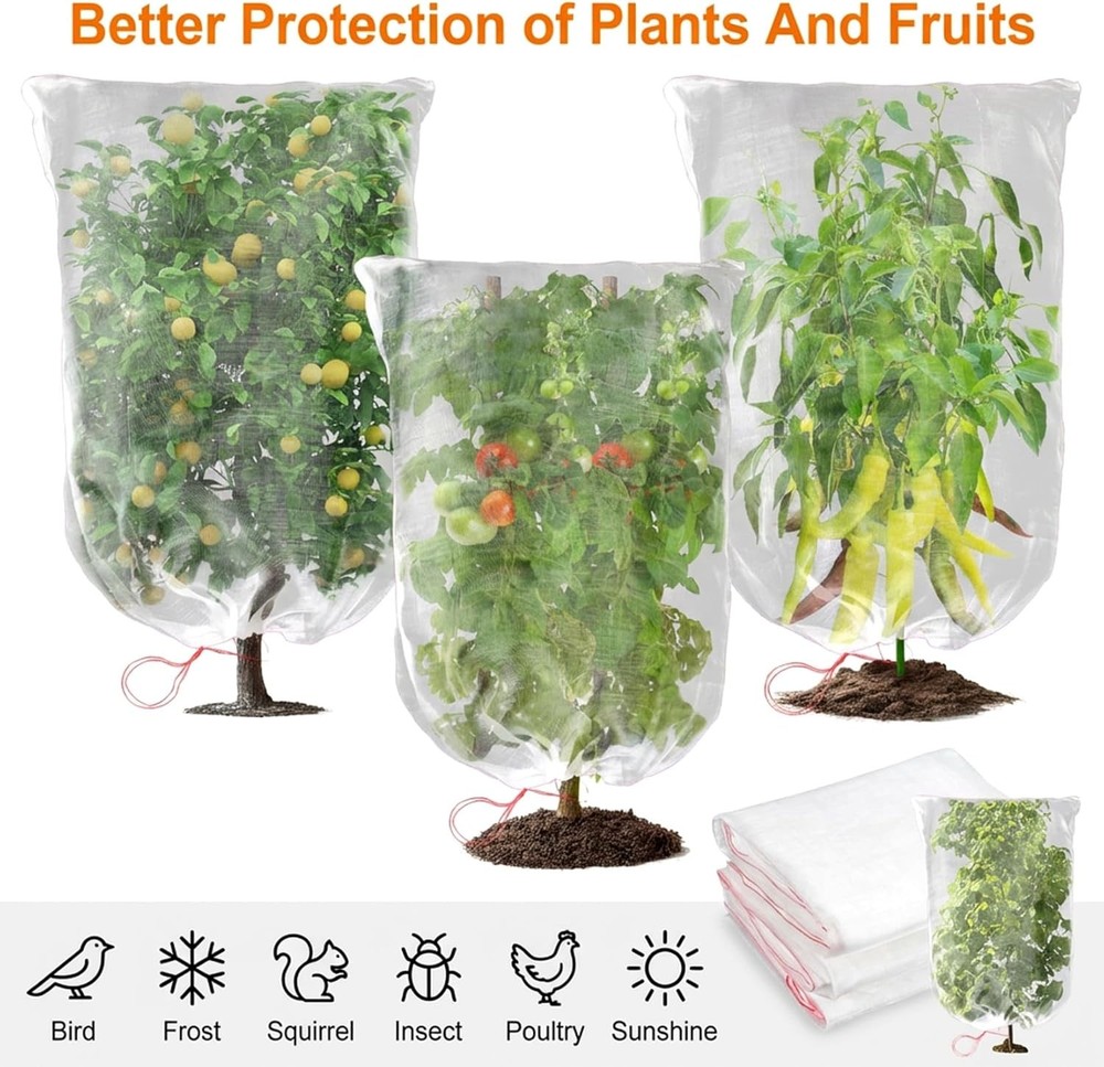 Sukh Bird Netting 3 Pack 2.3x3.3 FT Drawstring Pest Barrier