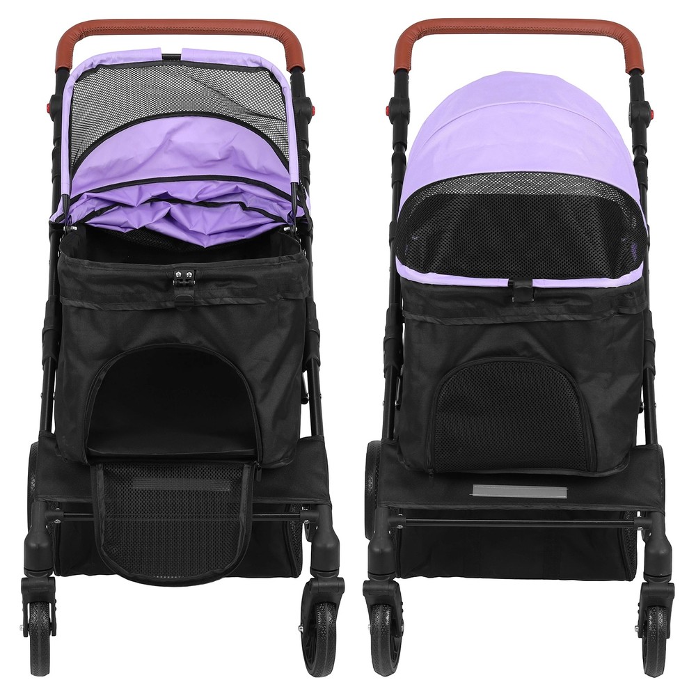 Pet Stroller Adjustable Handle Smooth-Ride Dog Stroller for Small & Medium Dogs
