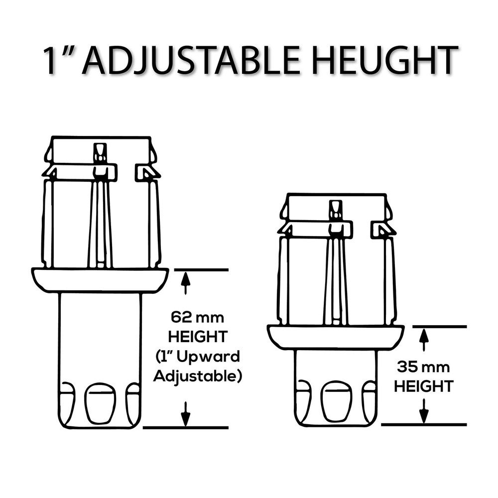 4 Pack Adjustable Plastic Bullet Feet for 1-5/8 Inch O.D. Equipment Tubing