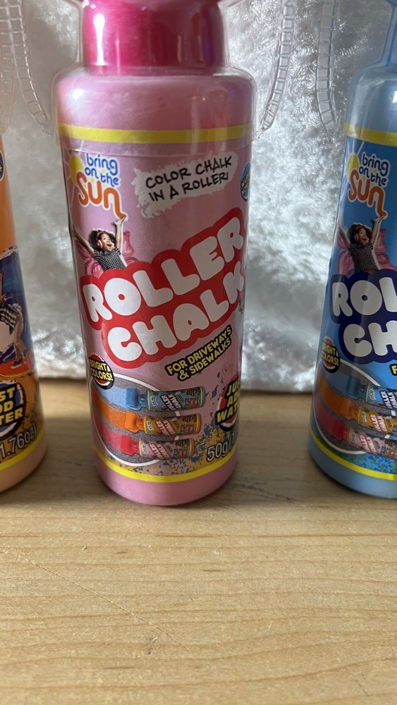 🆕3- Chalk Roller With Stencils 3 Pack Creative Fun Orange, Pink, And Blue
