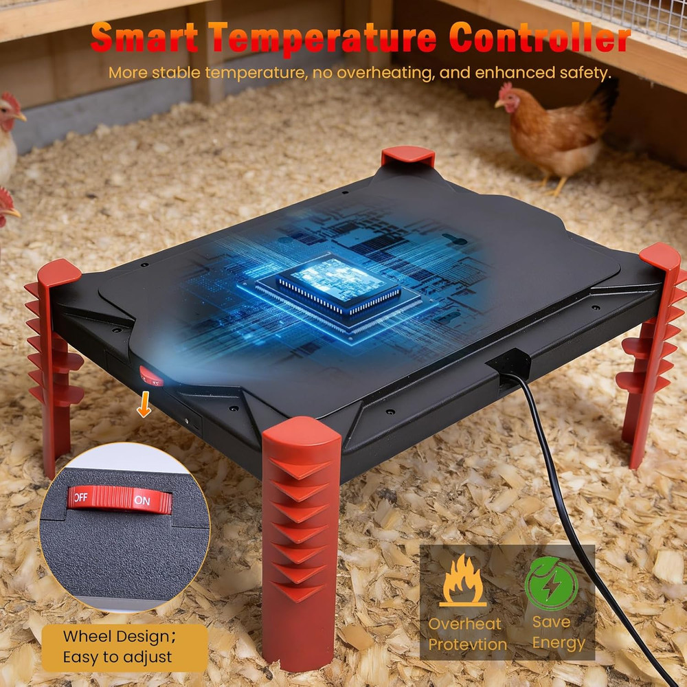 Smart Chicken Brooder Heater - 16''x12'' Brooder Plate for Chicks, 200W Chick He