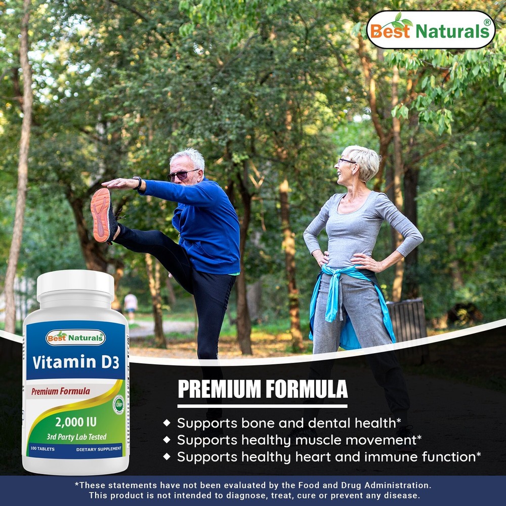Best Naturals Vitamin D3 2000 IU 100 Tablets