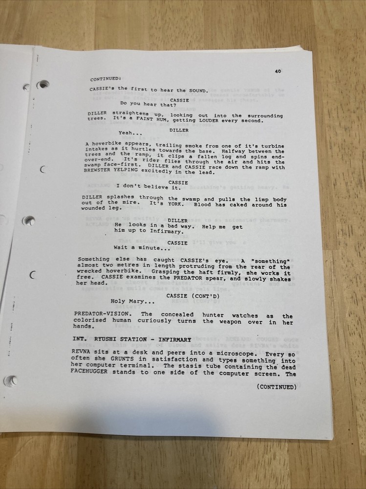 Vintage Original Aliens VS Predator Movie Script Awesome