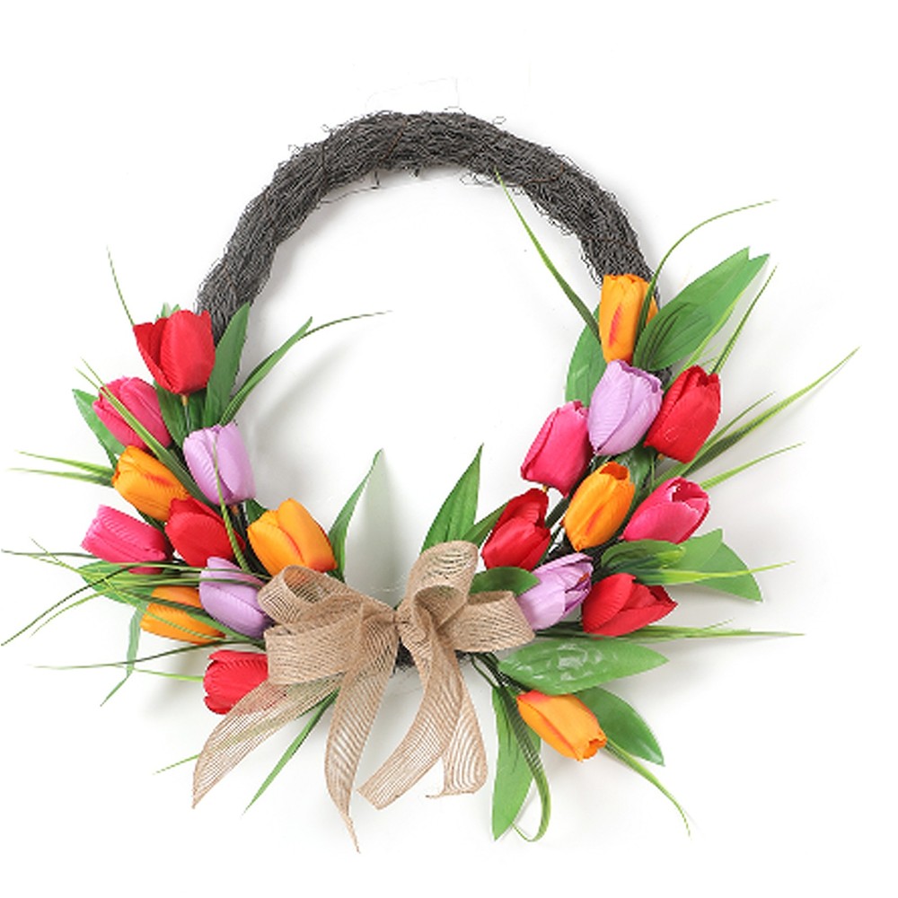40cm Artificial Flower Wreath Elegant Spring Decor For Front Door Popular