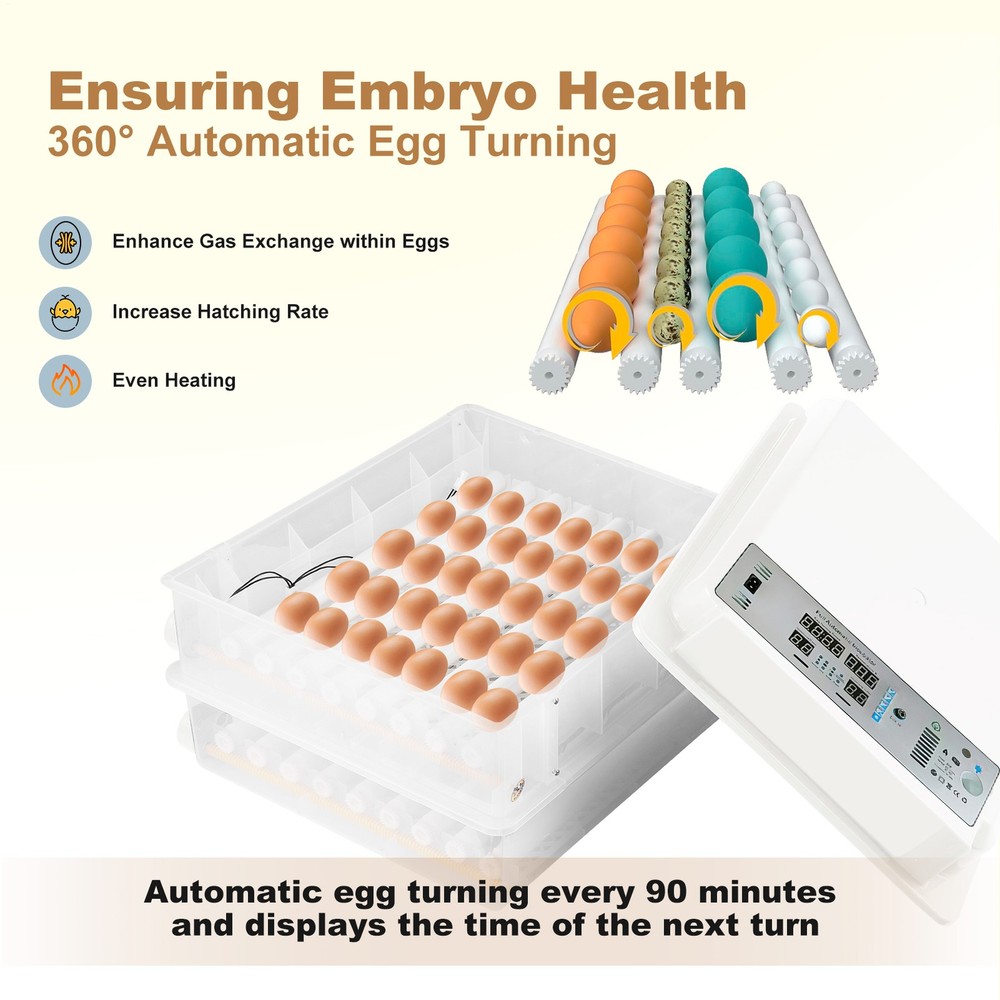Automatic 120 Eggs Incubator Temperature Control Digital Chicken Egg Hatcher New