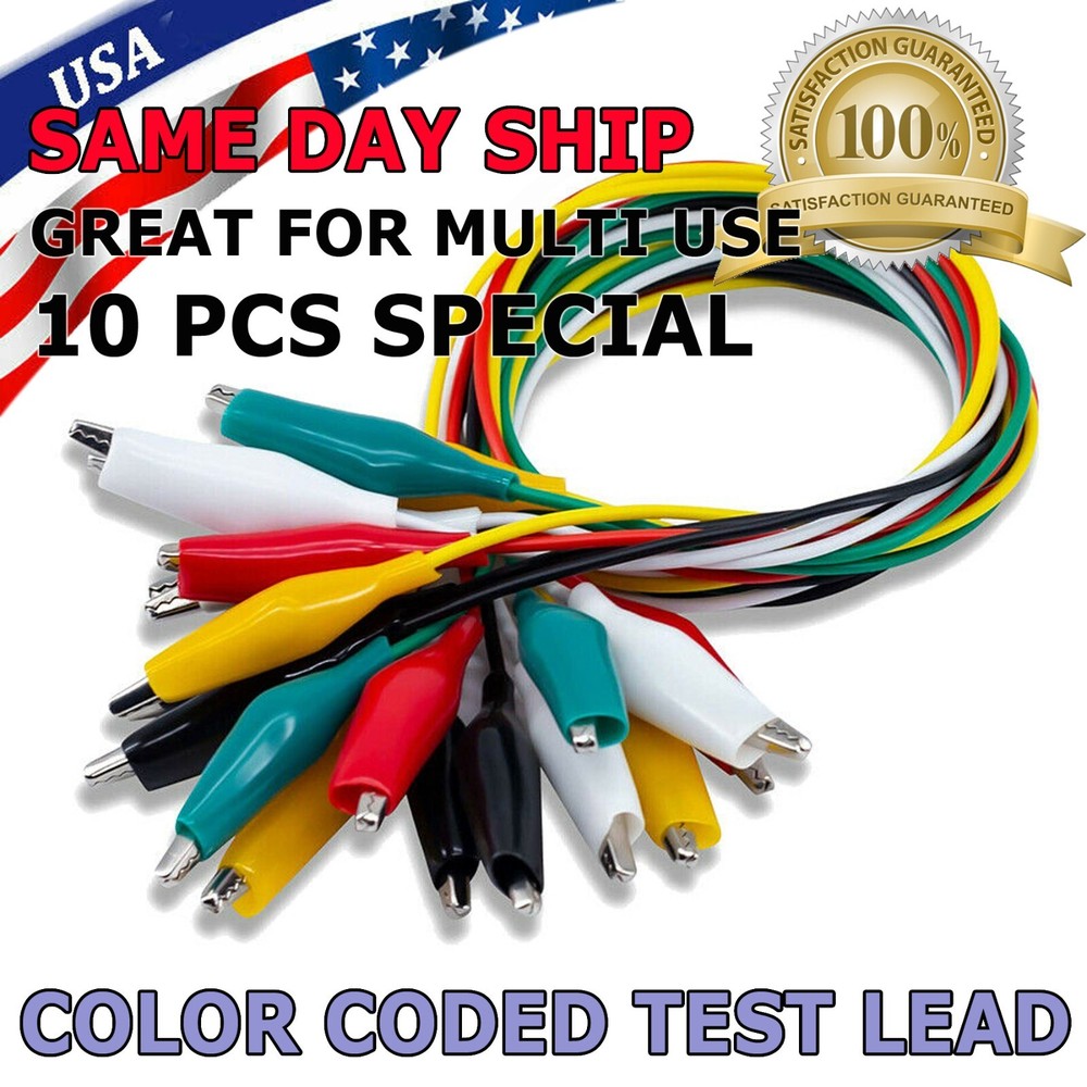 10PCS Double-ended Crocodile Clips Cable Multimeter Alligator Test Probe Leads