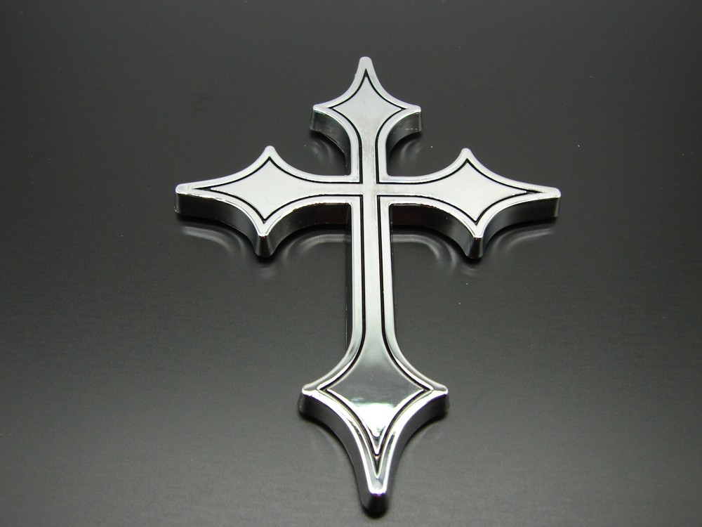 (2) CHRISTIAN HOLY CROSS 3D EMBLEMS STICKERS DECAL.RELIGIOUS CAR EMBLEMS DECALS