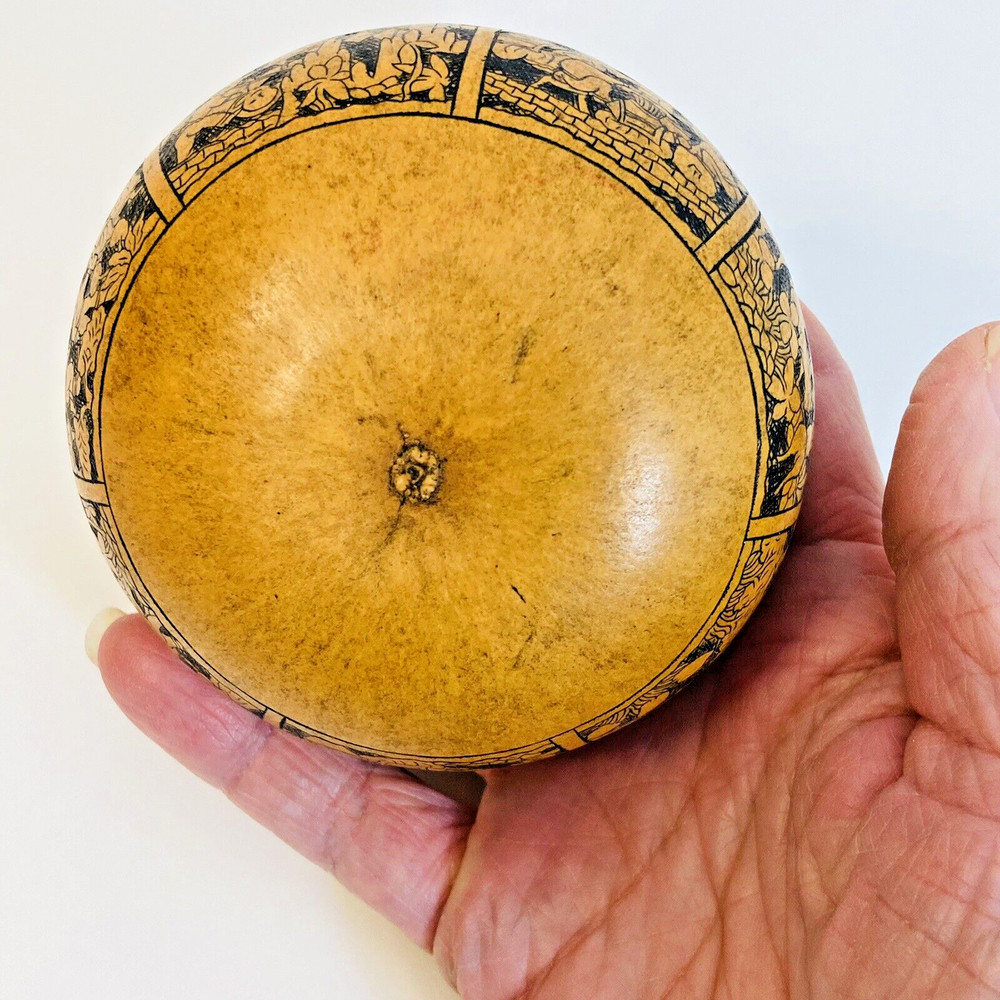 Peruvian Engraved Story Telling Gourd 3" Shaker