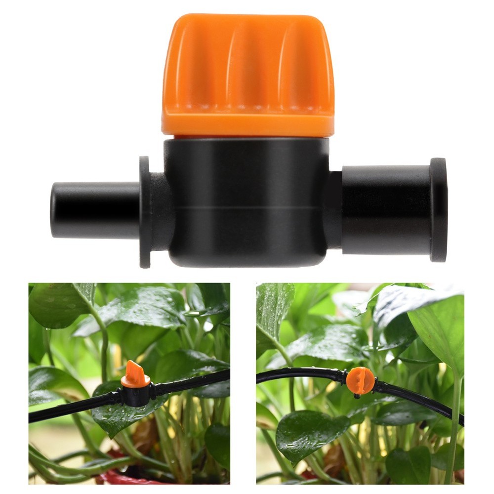 10 Pcs Mini Irrigation Valve Connector with Switch for Garden Drip