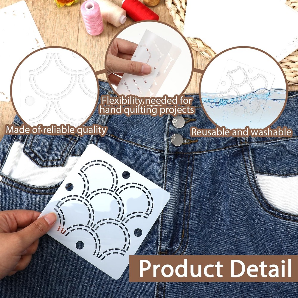 Plastic Sashiko Stencil, 4.7 X 4.7 Inch Embroidery Stencil Geometric Pattern