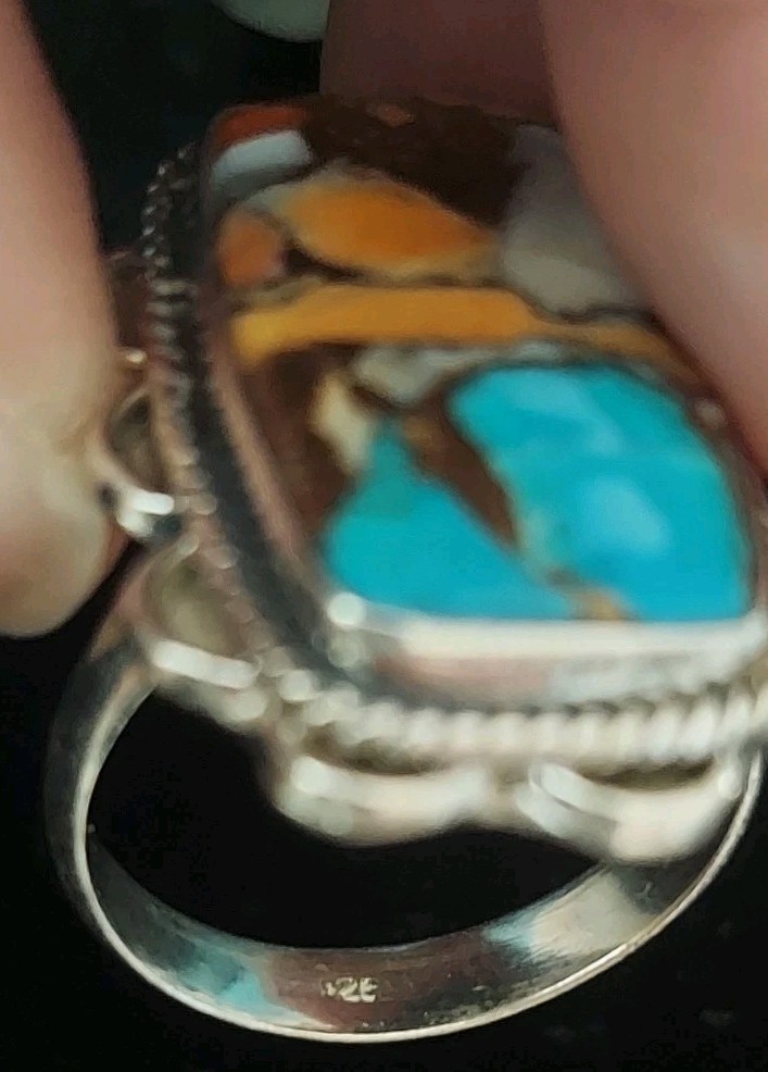 New Sterling Silver Spiny/Turquoise Dalia Ring Size 8.5