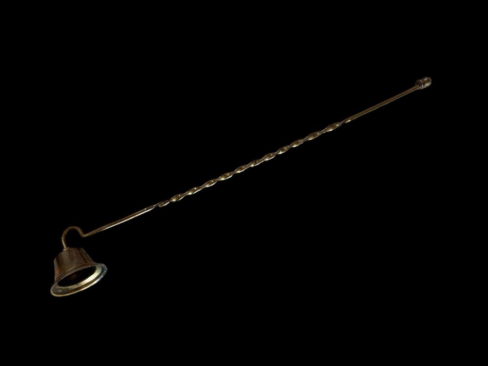 Vintage Solid Brass Twisted Metal Handle 10” Candle Snuffer