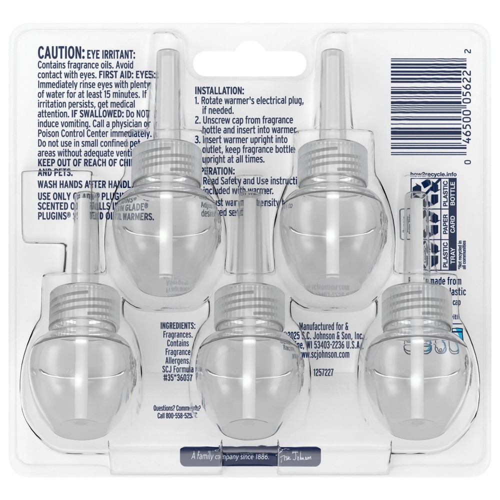 Glade PlugIns Scent Oil Oak Amber Refills 5 Pack