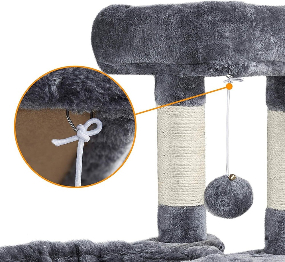 42 in Multi-Level Cat Tree Tower with Perch Scratching Posts Hammock & Condo