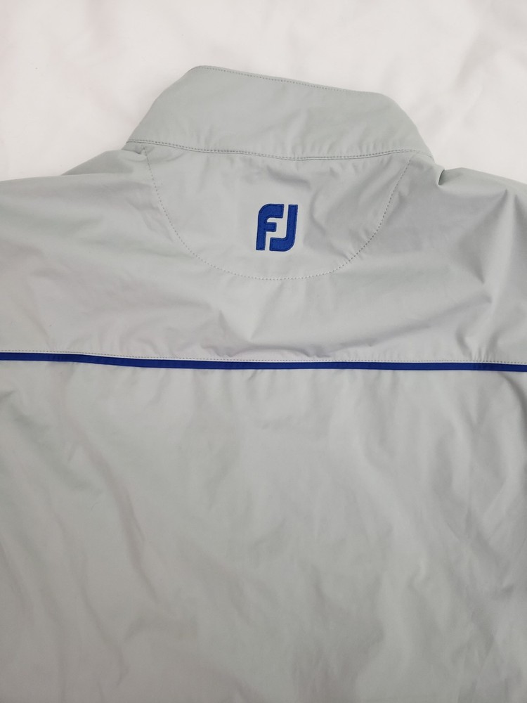 Footjoy Softshell Wind Full Zip Grey Blue Golf Jacket Pockets Mens Medium