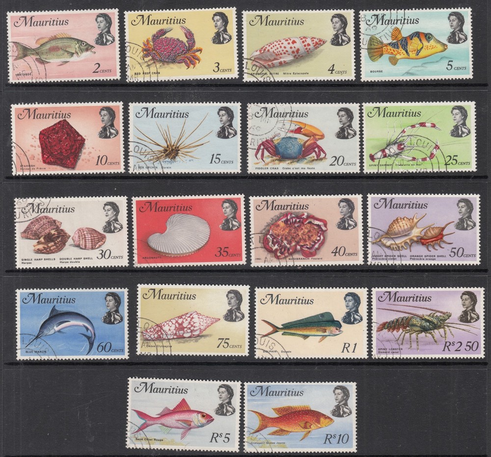 Mauritius: Marine Life, used set, 1969 issue