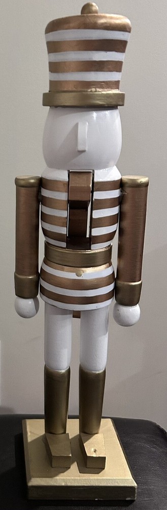 Holiday Lane Shine Bright Gold Stripe Nutcracker