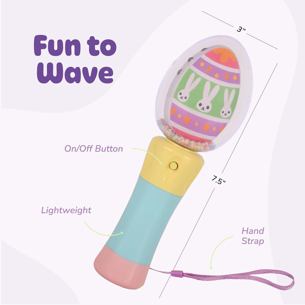 Easter Egg Magic Ball Wand -7.5" - Custom Egg-Shaped Top Light up Magic Ball Toy