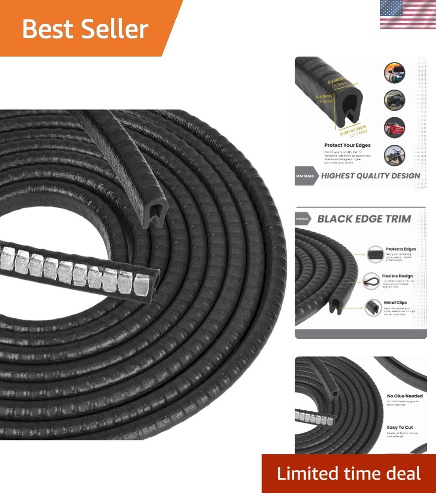 Durable 10 Feet Black Rubber Edge Trim - Protects Against Sharp Edges Safely