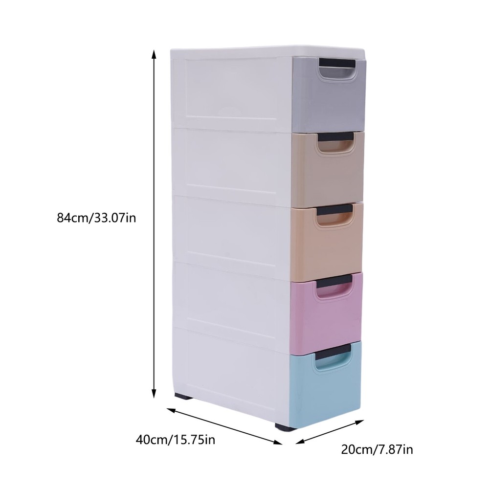 Stackable Clothes Storage Box Heavy Duty Plastic Storage Cabinet w/5 Drawers