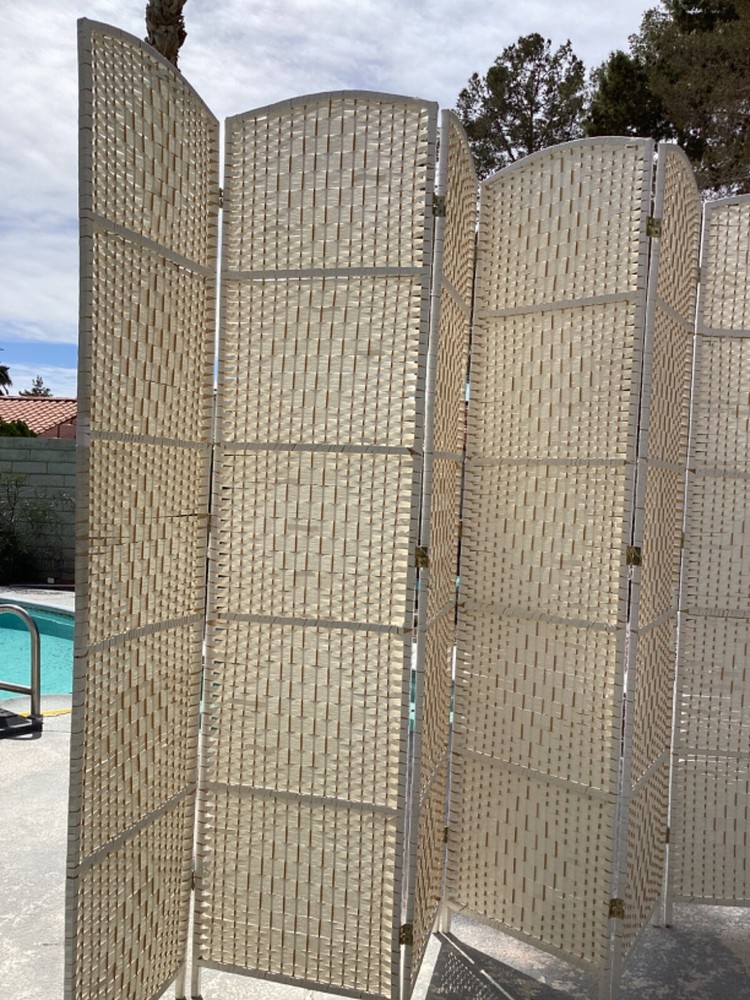 Wicker Room Divider 6 Panel White 83"X117"