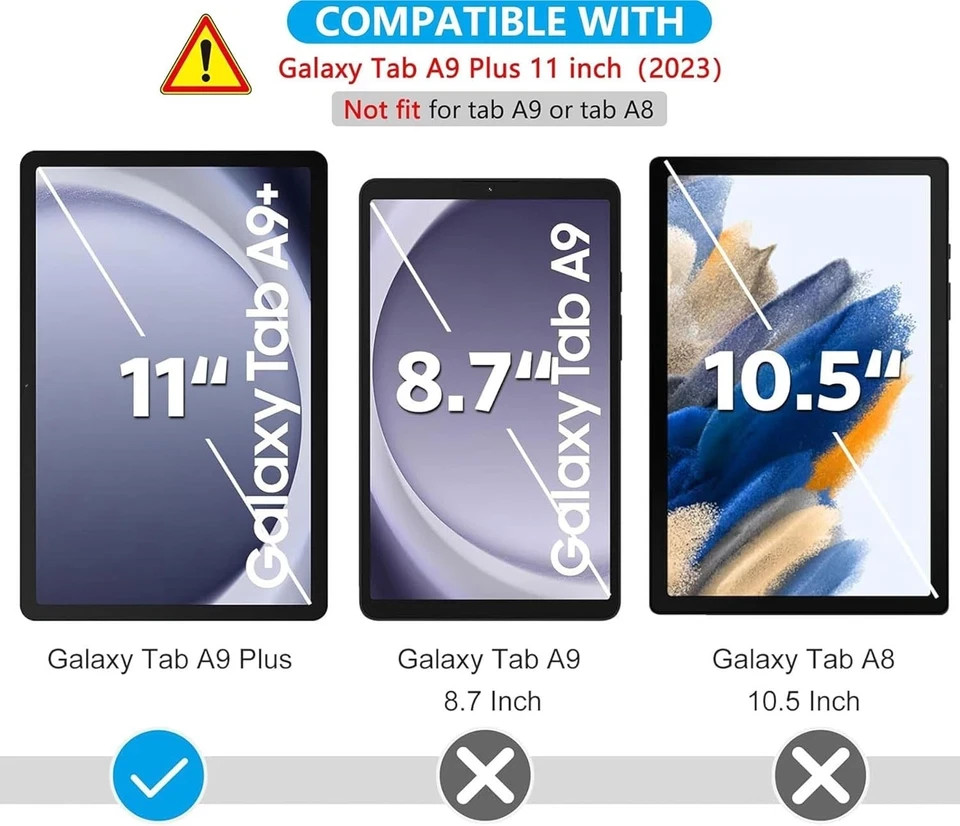 2 Pack Screen Protector for Samsung Galaxy Tab A9 plus 11 Inch 2023 Release,Case
