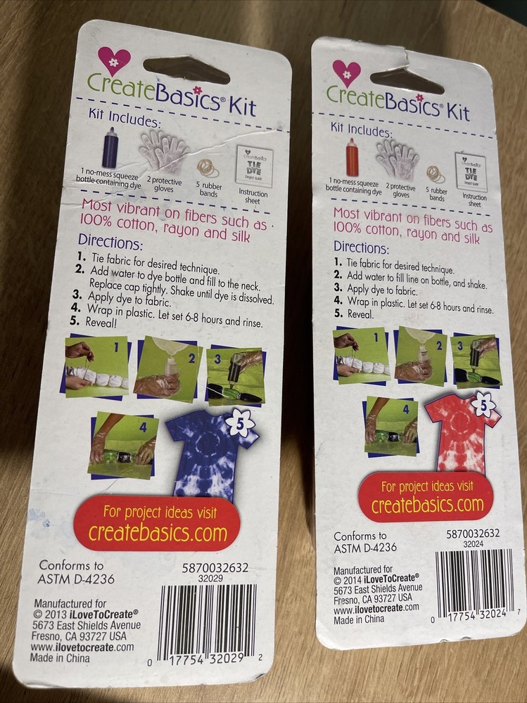 Create Basics Tie-Dye RED & BLUE Make Up To 3 Projects Per Kit LOT 2