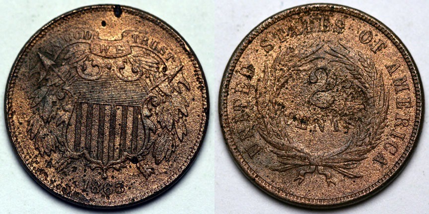 1865  Two Cent Piece