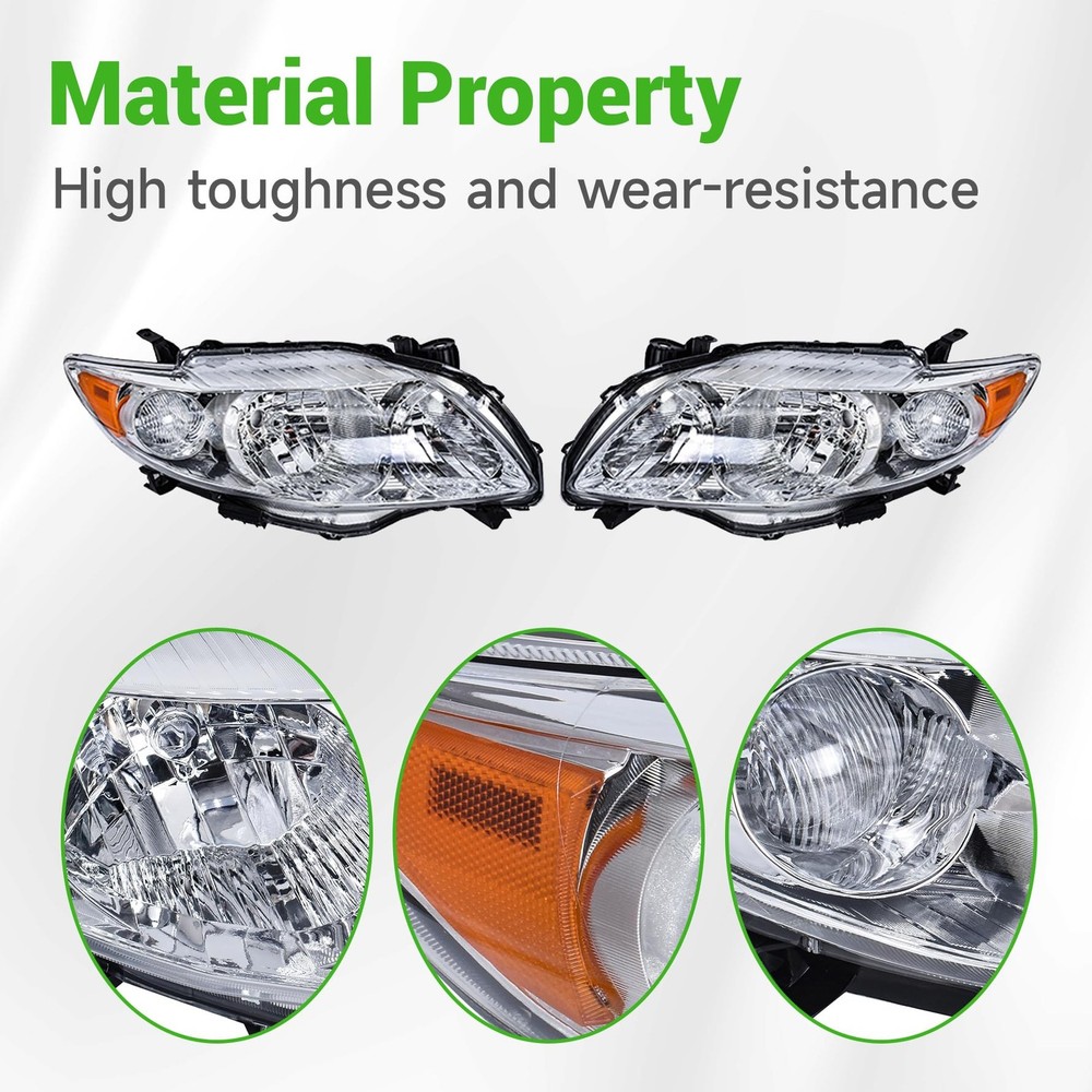 Headlights Assembly Silver Headlamp Replacement for 2009 Chrome,Silver Medium