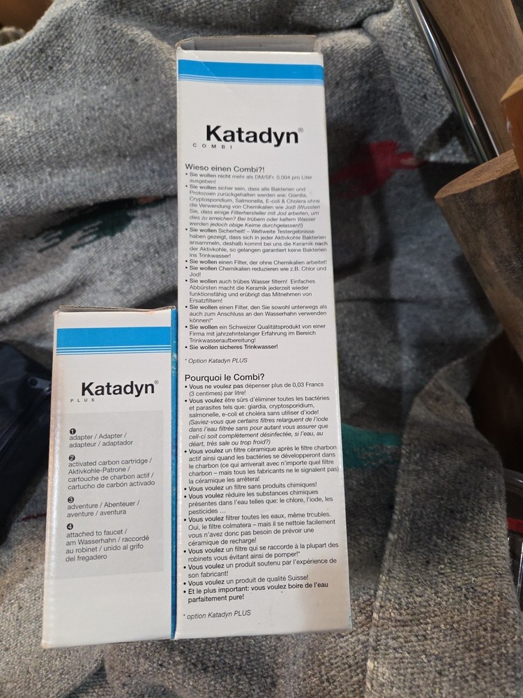 Katadyn Combi water filter Kit with Add-on Countertop Accessory Open Box.