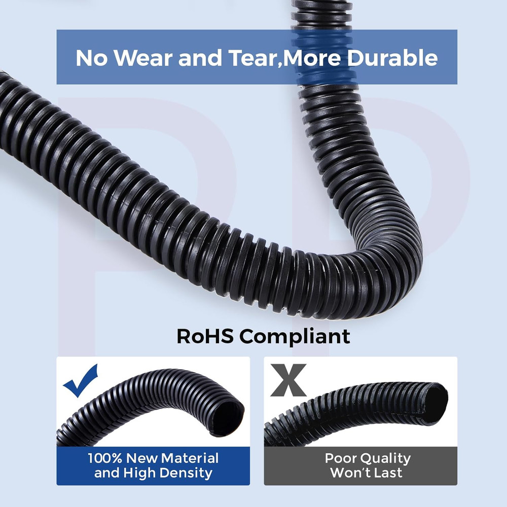 Wire Loom 1/2 Inch 10Ft, Split Loom, Cord Protectors from Pets, Wire Protector