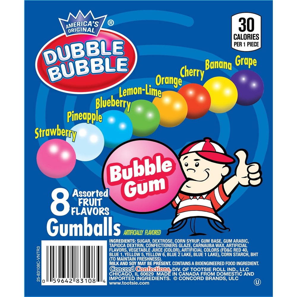 Dubble Bubble Gumballs Assorted Fruit, 850 pcs.