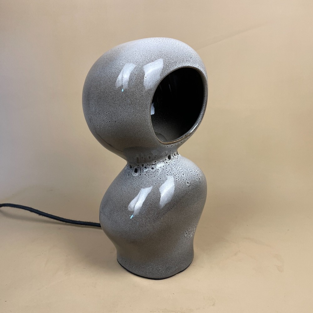 H&M Home Ceramic Grey Modern Lamp Bubble Rounded Shape Table Bedside Light