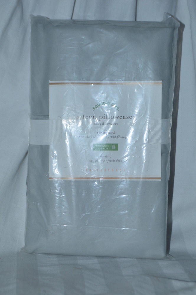 Foundations Sateen Standard Pillowcases 350TC Grey NIP