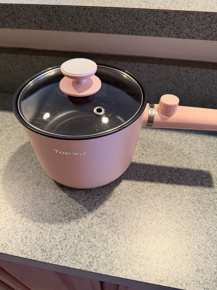 Topwit 1.5L Electric Skillet Pink Adjustable Temperature Cool Touch