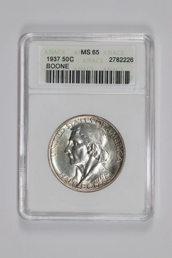 1937 BOONE COMMEMORATIVE HALF DOLLAR ANACS MS65 PQ!