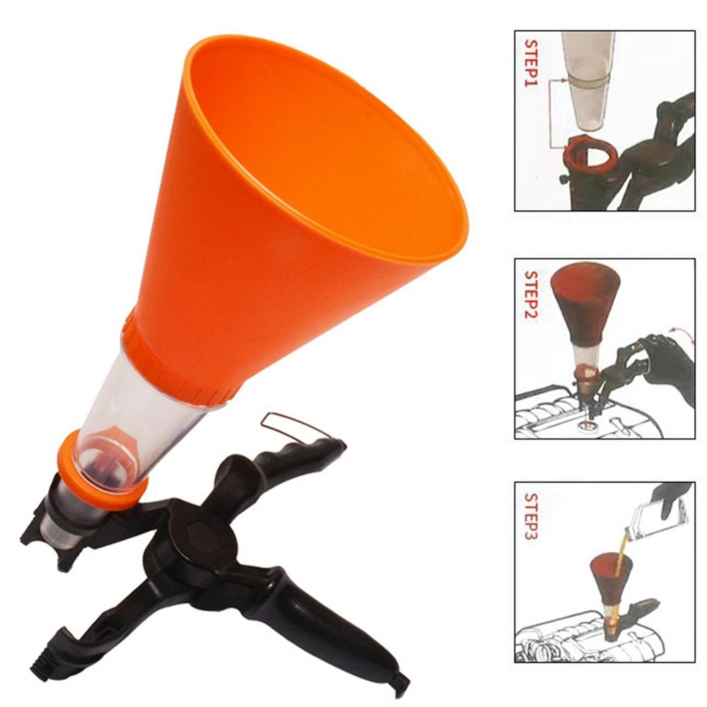 Engine Oil Filling Funnel Self Locking Visual Window Accessory Adjustable