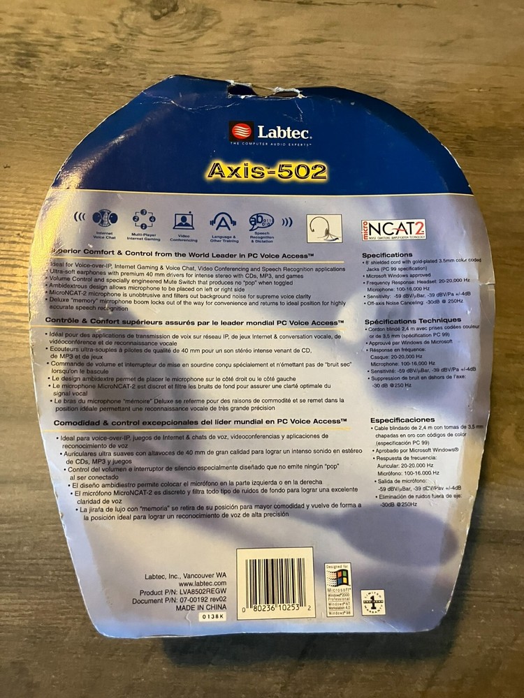 Labtec Axis-502 Headset With Boom Microphone Gaming PC Computer