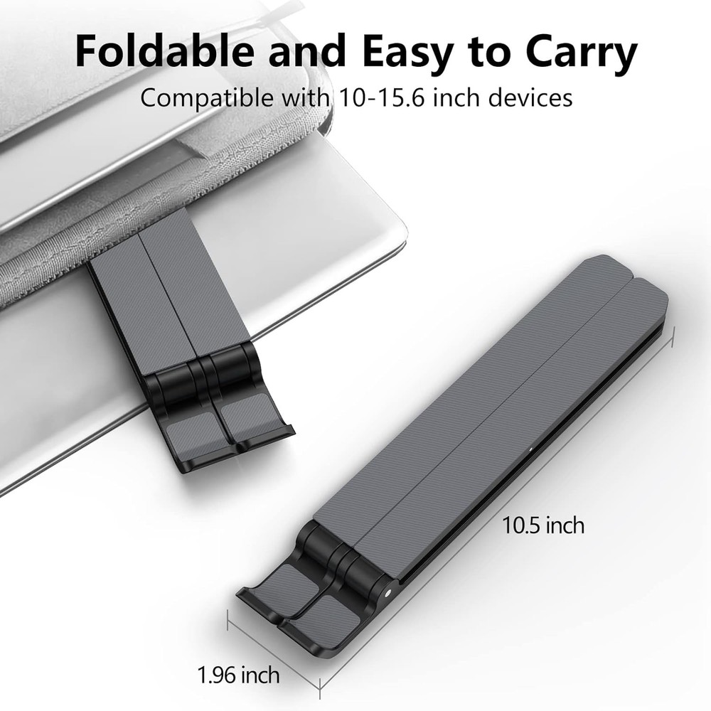 Laptop Stand for Desk, Adjustable Riser ABS+Silicone Foldable Black