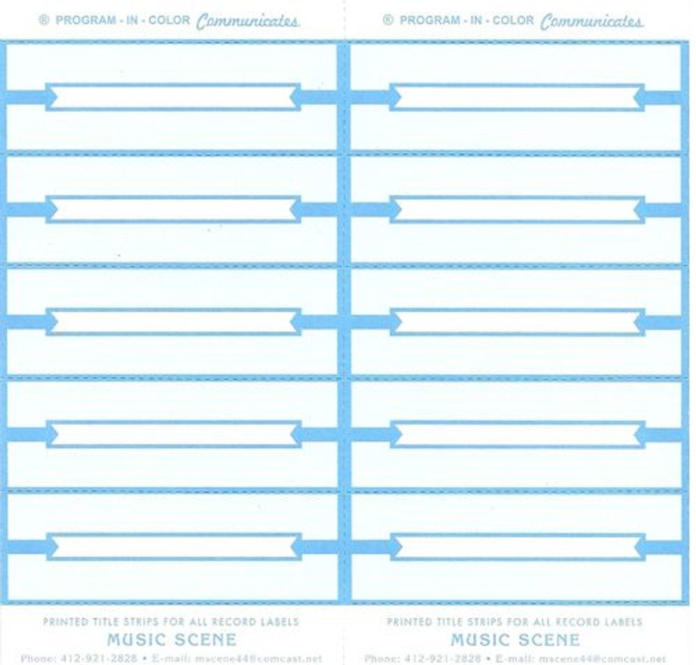 Juke Box Title Strips 10 Sheets Blue On White Paper